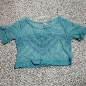 Sheer turquoise crop top
